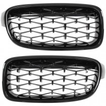 Predná maska chladiča čierna lesklá, dvojité rebrá, 1 pár, BMW rad 3 F30, F80 FULL BLACK STAR