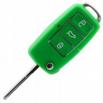 Obal kľúča, holokľúč pre Škoda Superb, trojtlačítkový, zelený