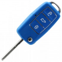 Obal kľúča, holokľúč pre Škoda Yeti, trojtlačítkový, modrý
