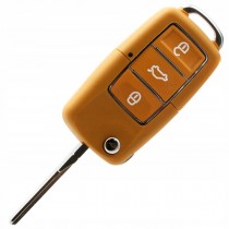 Obal kľúča, holokľúč pre Škoda Roomster, trojtlačítkový, žltý