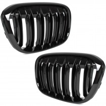 Predná maska chladiča čierna lesklá, dvojité rebrá, 1 pár, BMW rad X1 F48 15-19