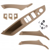 Sada madla, rúčky, držiaky, úchyty predné vnútorné dvere, ľavá + pravá strana, BMW rad 5, 7 ks, béžová