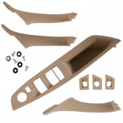 Sada madla, rúčky, držiaky, úchyty predné vnútorné dvere, ľavá + pravá strana, BMW rad 5, 7 ks, béžová