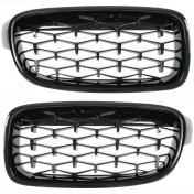Predná maska chladiča čierna lesklá, dvojité rebrá, 1 pár, BMW rad 3 F30, F80 FULL BLACK STAR