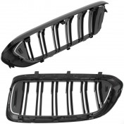 Predná maska chladiča čierna lesklá, dvojité rebrá, 1 pár, BMW rad 6, G32 GT