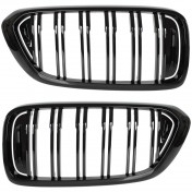Predná maska chladiča čierna lesklá, dvojité rebrá, 1 pár, BMW rad 6, G32 GT