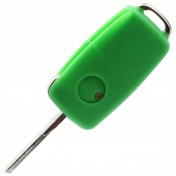 Obal kľúča, holokľúč pre Škoda Roomster, trojtlačítkový, zelený a
