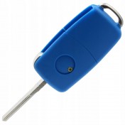 Obal kľúča, holokľúč pre Škoda Fabia II, trojtlačítkový, modrý a
