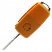 Obal kľúča, holokľúč pre Škoda Fabia II, trojtlačítkový, žltý a
