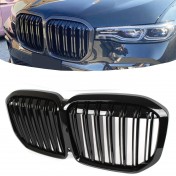 Predná maska chladiča čierna lesklá, dvojité rebrá, BMW rad X7 G07 19-21 b